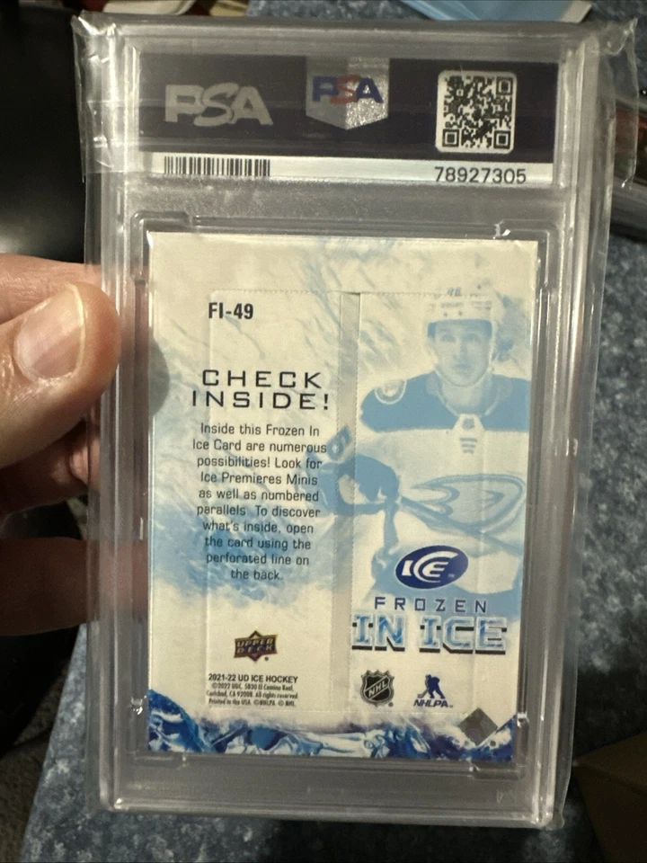 2021-22 UD Ice Frozen In Ice Unripped TREVOR ZEGRAS RC GOLD #/25 PSA 10 POP 1 - Image 2 of 3