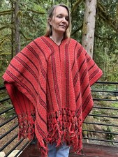 Vintage 1970s woven poncho, one size fits all
