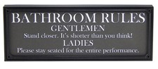 Bathroom Rules Funny Toilet Sign Shelf Sitter Home Wall Art Decor Print Plaque