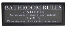 Bathroom Rules Funny Toilet Sign Shelf Sitter Home Wall Art Decor Print Plaque