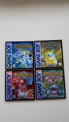 Pokémon Game Boy Untersetzer Set - Rot, Blau, Gelb & Grün Versionen 4er Pack, 10x10