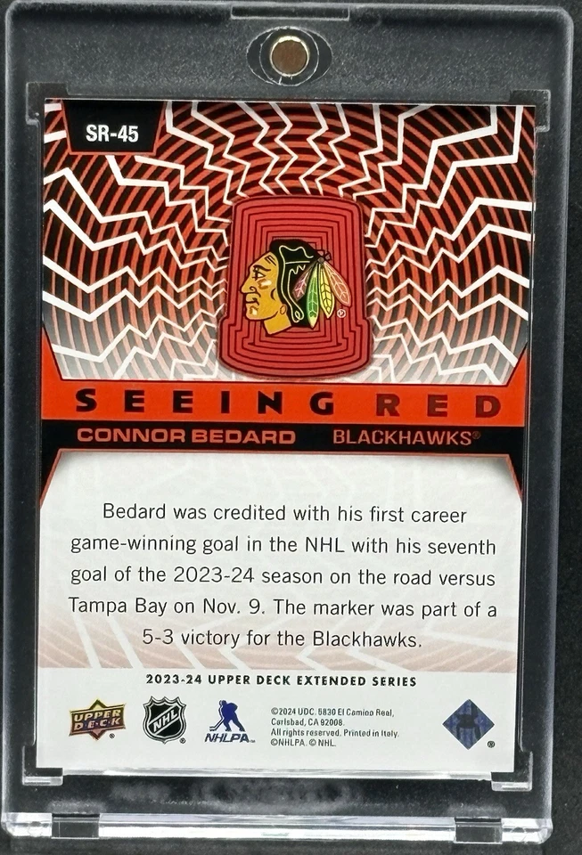 Connor Bedard RARE ROOKIE RC RED FOIL INVESTMENT CARD BLACKHAWKS ROTY MINT - Image 2 of 2