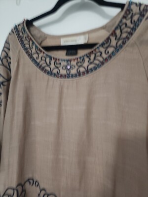 Urban Mango Chiffon Dress Womens Beaded Sequin Embroided Tunic Top Boho  Large L | eBay