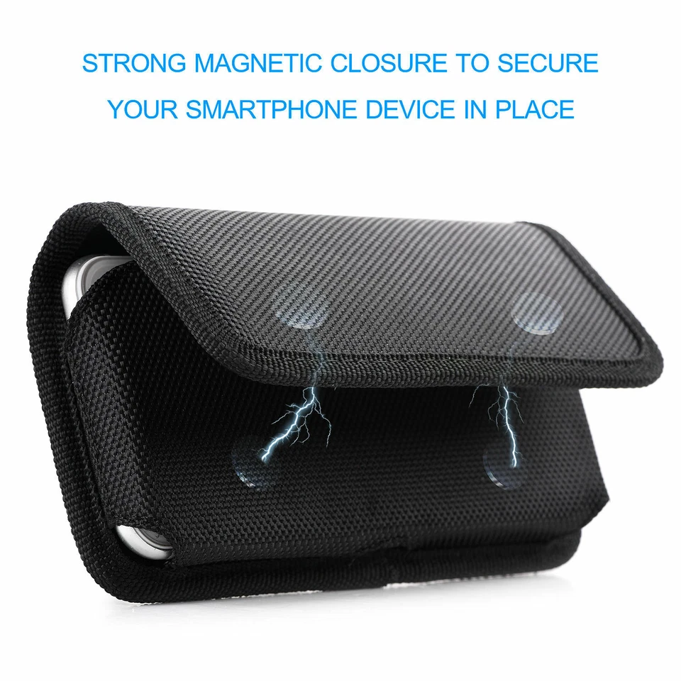 Coldre bolsa estojo telefone náilon horizontal com clipe para cinto para iPhone 12 Pro Max - Imagem 4 de 4