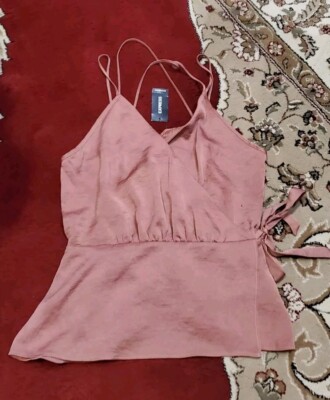 Express Satin Cowl Neck pink Cami Womens Sz XS Blouse Polyester Strap