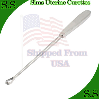 Sims Uterine Curettes 10'' # 2 Sharp Blade OB/GYN Surgical
