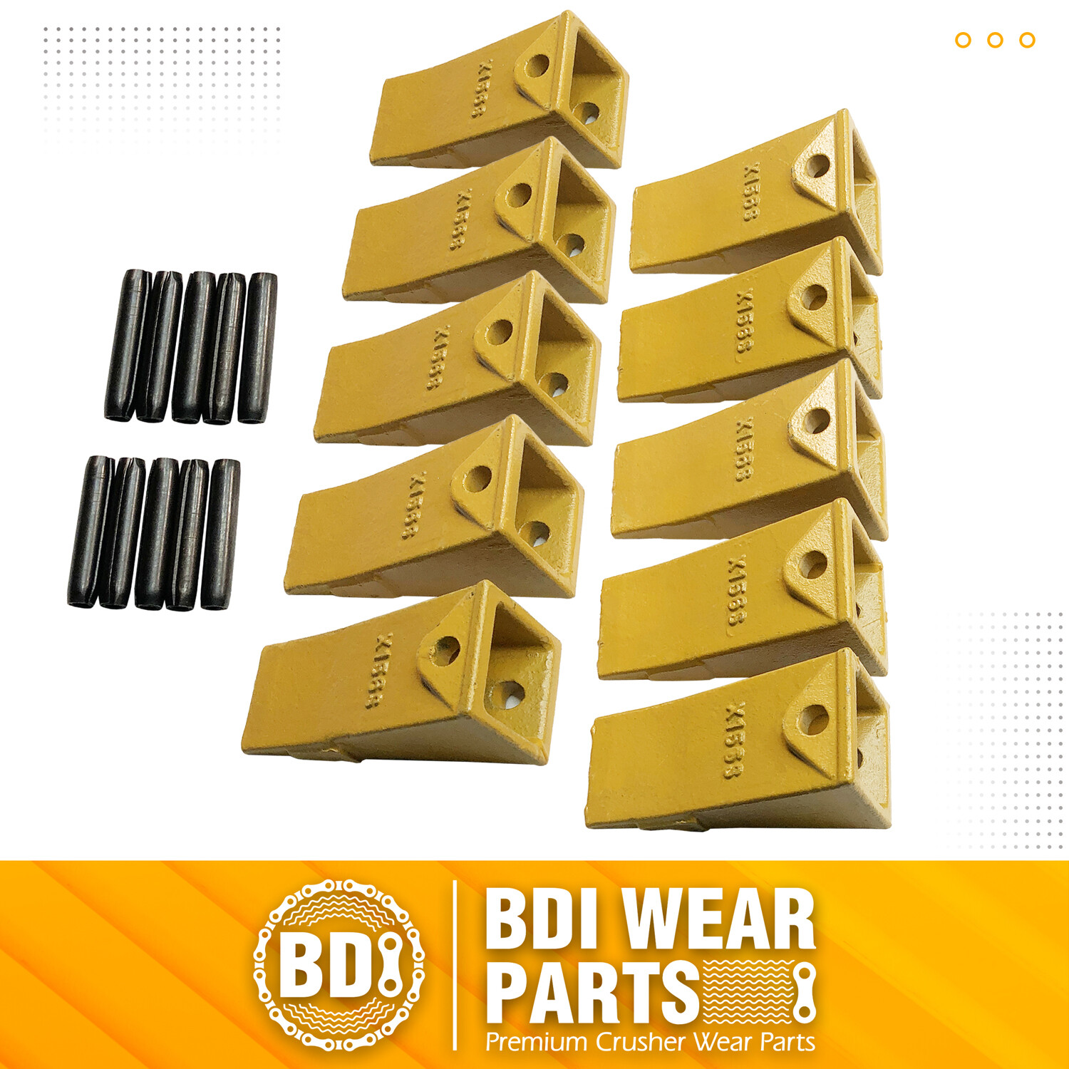 5-Pack X156WT X156WTL Rock Teeth For Mini Excavator – Includes P156 Pins, Aftermarket Replacement Parts