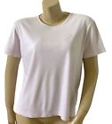 Sleeve Embroidered Logo Crew T Shirt Liz Claiborne Womens Size Medium Pink Short