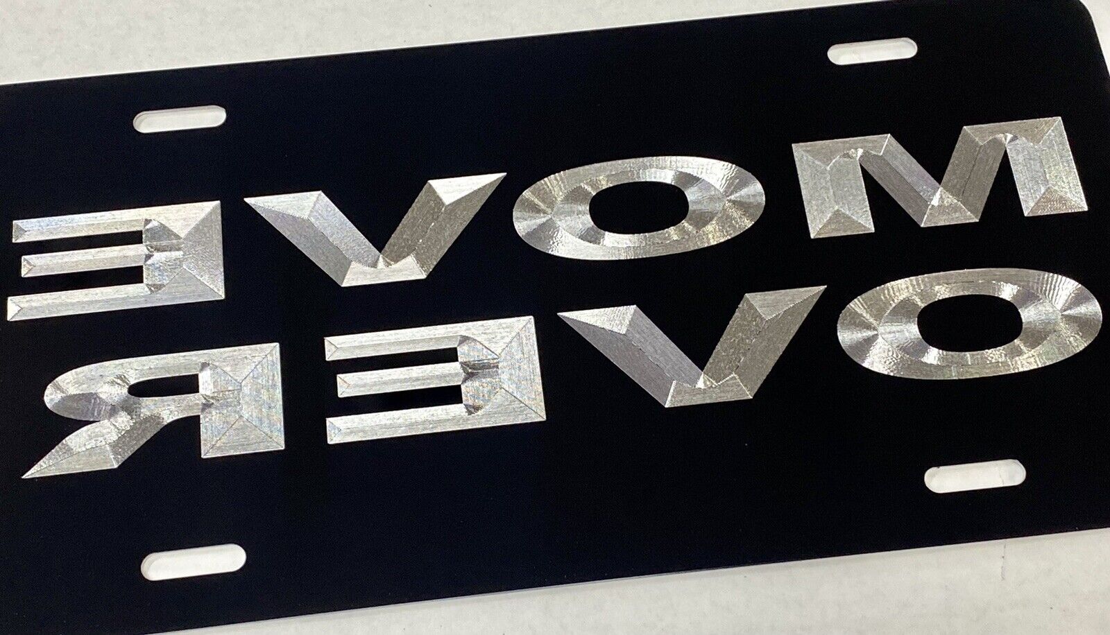 Reverse Move Over Diamond Etched Aluminum Black License Plate Engraved Car Tag