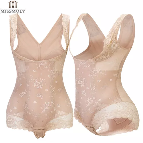 Mujeres Sexy Encaje Cuello Body Modelador de Cintura Entrenador Barriga Control Body Prendas con Forma - Imagen 23 de 24