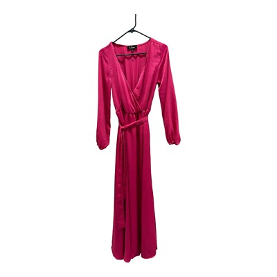 chinese dress ladies Fuchsia Ruffle Side Slit Chiffon Maxi Dress main image 1
