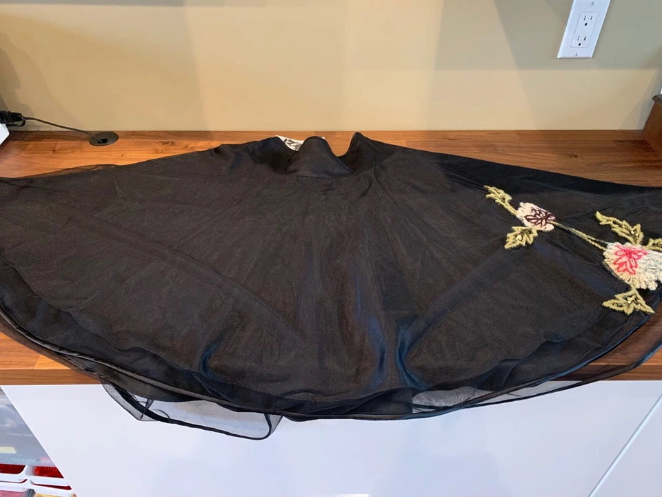 Vintage Betsey Johnson Y2K Womens Black Embroidered Floral Skirt SZ 2 NWT - Image 4 of 4