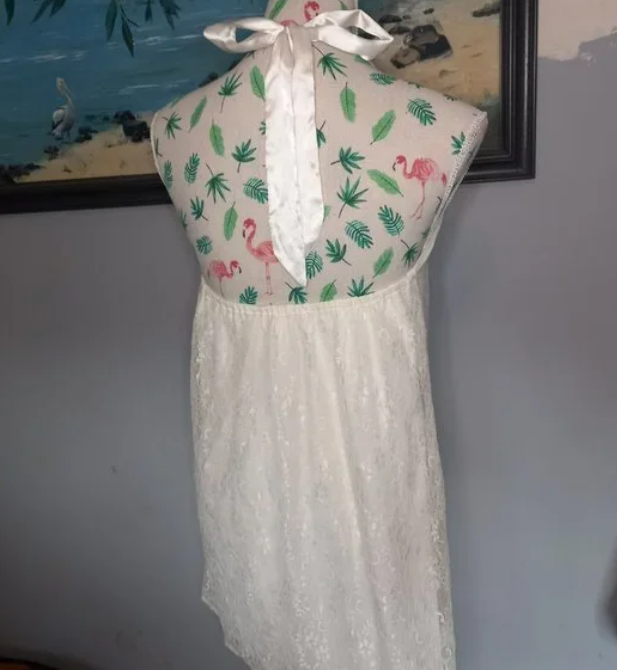Supre lace overlay mini dress with lining, bow tie at back of neck(Size XS)  | eBay Australia