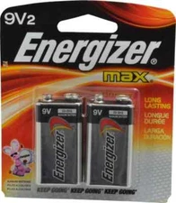2 Pack Energizer 522BP-2 9V Alkaline Batteries, 6LR61, IEC Regulated