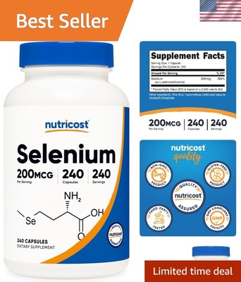 Selenium 200mcg, 240 Veg Capsules - Non-GMO, Gluten-Free L-Selenomethionine