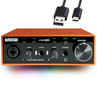 EMB 2In-2Out USB-C Audio Interface (Resolution 24Bit/96kHz) 48V Phantom Power