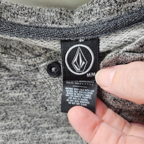 Volcom Mens Shirt Medium Knit Heather Gray Long Sleeve Henley Pullover - Picture 5 of 5
