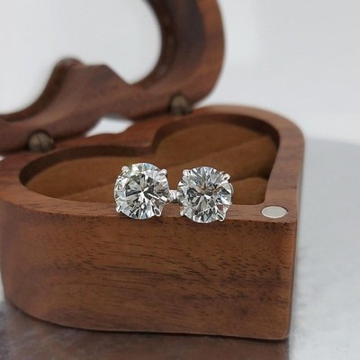 1.50Ct Round Cut Natural Diamond Women's Stud Solitaire Earrings 14k White Gold