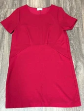 EVERLY WOMENS RED DRESS SIZE M SHORT SLEEVE SEAMED PANEL PULL ON LIGHTWEIGHT