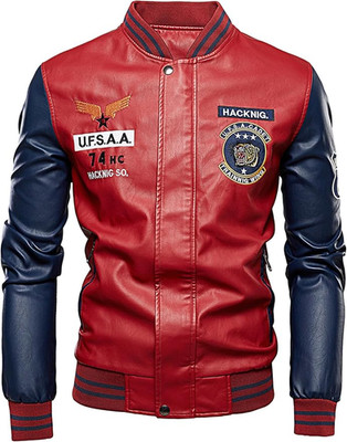Men s Red Genuine Leather Jacket Slim Fit Biker Motorcycle Style Jacket