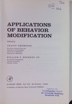 Applications of behavior modification Thompson, Travis and William S. Dockens: