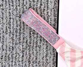 Victoria's Secret Very Sexy NWT Large Pink Stripe Shine Strap Brazilian Panty