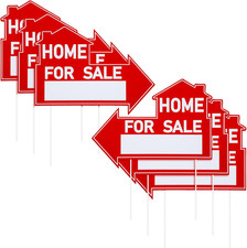 6 Pcs Home for Sale Signs with Stakes 12 X 16 Inch Double Sided House Directiona