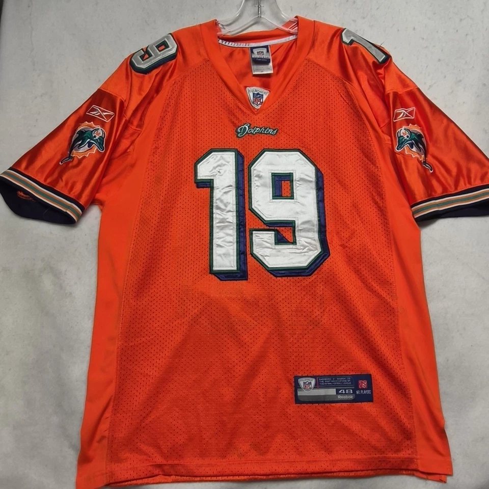 VTG Reebok NFL Miami Dolphins Brandon Marshall #19 Orange Football Jersey Sz 58 - Image 3 of 4