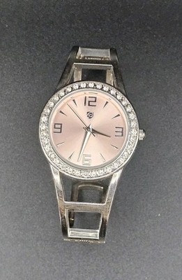 AURIOL Women's Silvertone Bracelet Wristwatch Pink Face