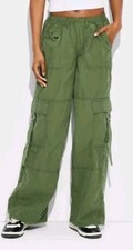 Wild Fable Mid Rise Wide Leg Green Lightweight Cargo Pants S NWT