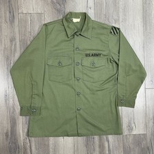 Vintage US Military Shirt Men  s 15.5x31  Green OG 507 Utility Dura Press Army