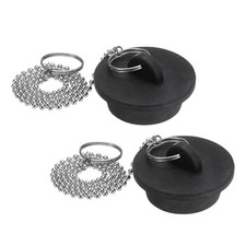 uxcell 2Pcs Tub Stoppers, Rubber Bathtub Stoppers 1-1/2" 1-1/2", Black