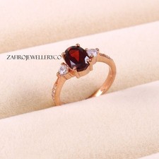 Garnet Ring, Engagement Ring, 925 Sterling Silver, Natural Garnet, Promise Ring