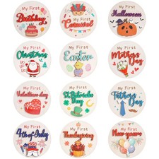 Deorfuy My First Holiday Milestone Signs, 12PCS Baby Holiday Milestone Double...