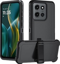 For Motorola Moto G Play 2026 Rugged Defender Holster Armor Holster Case BK
