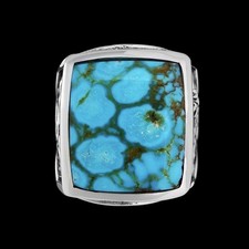 Mountain Ring   Kingman Turquoise   925 Sterling Silver   Size 8   Navajo...