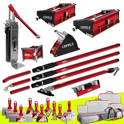 LEVEL5 Drywall Taping Tools Set 10'' 12'' Flat Box Ext. Handles + BONUS! | 4-603P