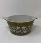 Vintage Pyrex Green Crazy Daisy Spring Blossom Casserole 473 B No Lid 1 Quart