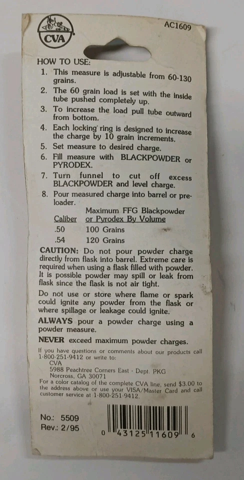 Trofeo medida en polvo CVA AC1609 Connecticut Valley Arms Nuevo de Lote Antiguo Foto 2 de 2