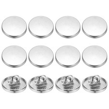 Metal Round Flat Alloy Shank Sewing Button 11.5 mm  12 Pack  Silver Tone