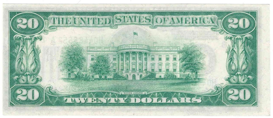 Nice AU/UNC  1928 $20 Federal Reserve Note Alignment Error - Image 2 of 2