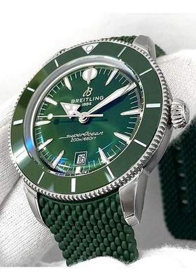New Breitling SuperOcean Heritage B31 44 Green Rubber Men's Watch AB3112361L1S1