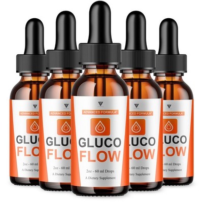 (5 Pack) Gluco Flow Drops, GlucoFlow Blood Support Max Strength Formula (10oz)