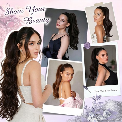 Jaw/Claw Clip Ponytail Hair Extensions As Human Pony Tail Long Wavy Hairpiece US - Picture 8 of 15