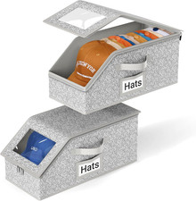2 PCS Stackable Hat Storage for Baseball Caps, Holds up to 24 Caps Hat Organizer