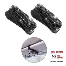 2 Pcs Bling Sunglasses Holders for Car Sun Visor, Bling Crystal Black