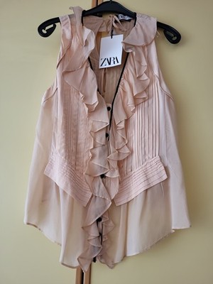 Zara,Bluse, Damen, Top,Oberteil,Limited ,Größe L,neu Viskose, Volant, Rüschen 