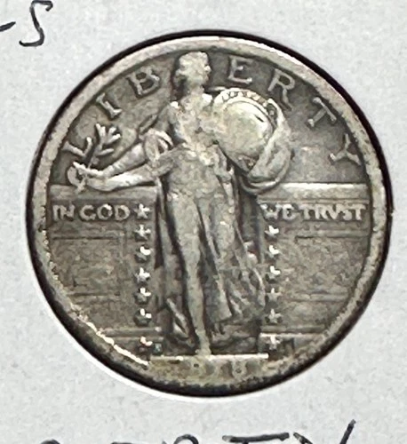 1918S US Standing Liberty SILVER Quarter! "San Francisco" Mint! Choice FINE!