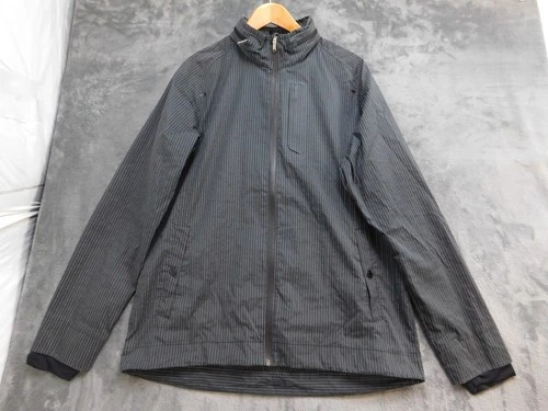 Lululemon Mens XL Pinstripe Full Zip Jacket Black Gray Vent Back Pockets - product listing photo