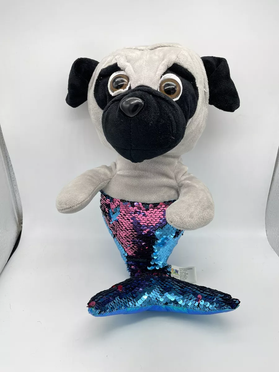 Fun Express Dog Mermaid Sequin Pug Plush Stuffed Animal 17